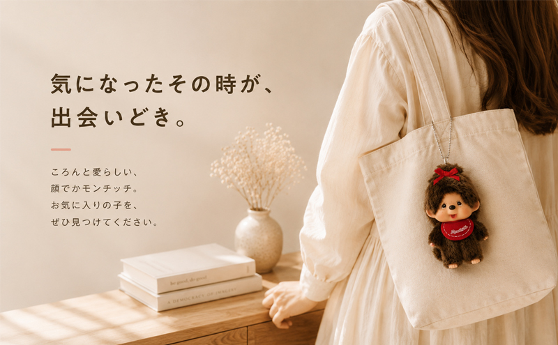 顔でかモンチッチ SS キーチェーン 使用イメージ